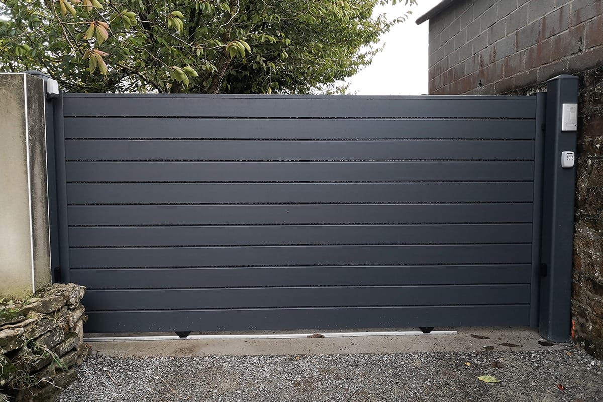 Portail coulissant alu gamme Optimo modèle Orion - RAL7016