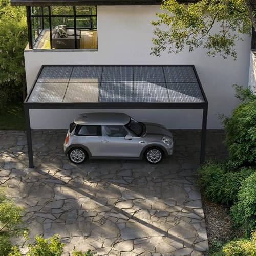 carport-alu-photovoltaique-ral-7016-1 Carport photovoltaïque adossé gamme Optimo - RAL7016